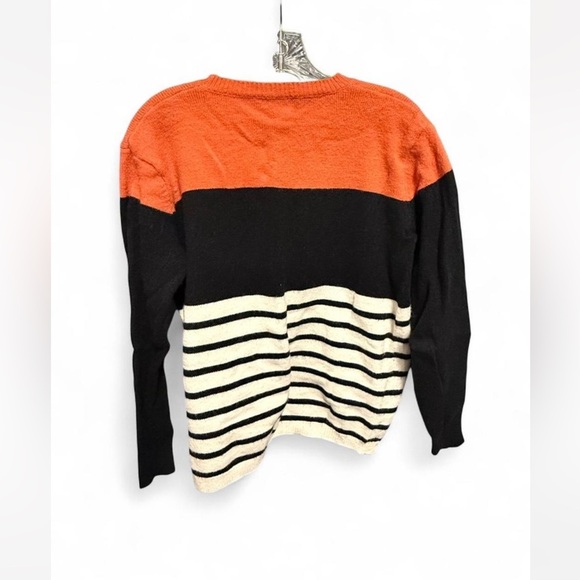 Emery Rose Orange and Black Striped Women's Sweater - Picture 2 of 7
